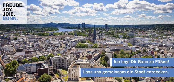 Grußkarte der Bonn-Information mit einer Stadtansicht