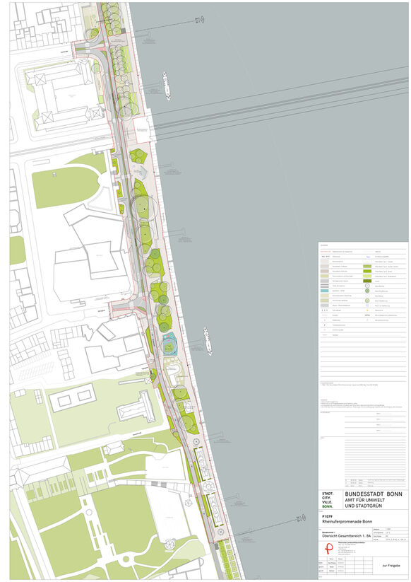 Der Plan zeigt die künftige Gestaltung des ersten Bauabschnitts am Rheinufer, zwischen Alter Zoll und Josefstraße.