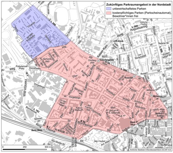 Die Karte skizziert das Gebiet für das Parkraumkonzept Nordstadt.