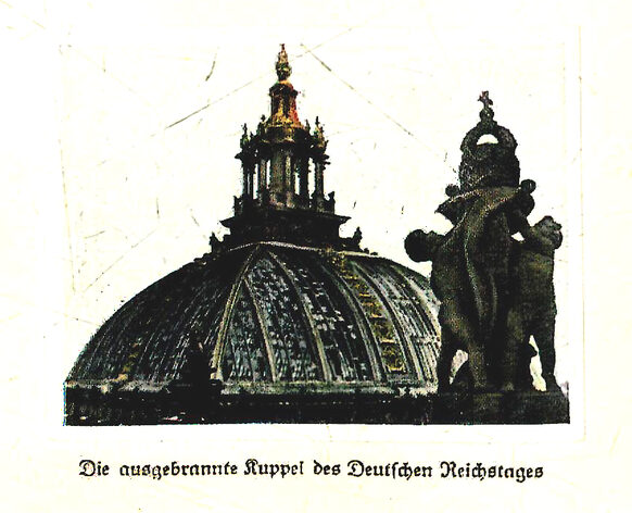 Sammelbild mit dem Motiv „Reichstagsbrand“