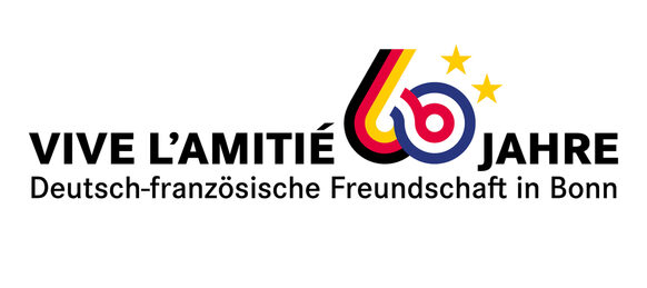 Das Logo zeigt den französischen Schriftzug Vive l´amitié und eine 60 in den deutsch-französischen Nationalfarben