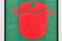 Collage eines Kochtopfes in Grün und Rot