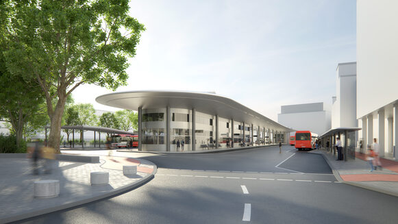 Modell der Architekten für den neugestalteten Omnibusbahnhof