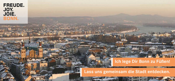 Grußkarte der Bonn-Information mit einer winterlichen Stadtansicht