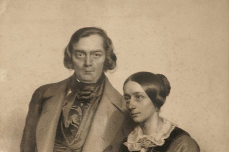 Die historische Lithografie zeigt das Ehepaar Robert und Clara Schumann