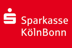 Rotes Logo mit weißem Schriftzug Sparkasse KölnBonn