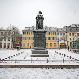 Das Beethovendenkmal im Schnee