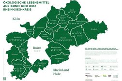 Karte mit einer Übersicht Regional und bio - das gibt es in Bonn und dem Rhein-Sieg-Kreis