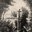 Die Kapelle St. Peter, Namensgeberin des Petersberges, auf einer Lithografie, um 1860