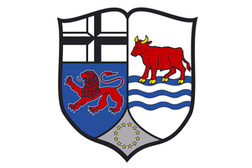 A combined coat of arms of the cities of Bonn and Oxford