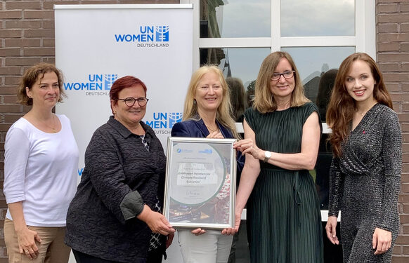 Dagmar Schumacher, Director of UN Women's Brussels Office, accepted the award at the University Club Bonn.