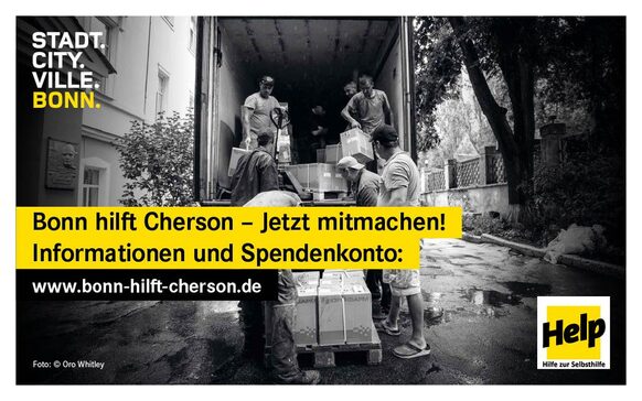 "Help - Hilfe zur Selbsthilfe" und Stadt Bonn rufen zur Unterstützung für Cherson auf.