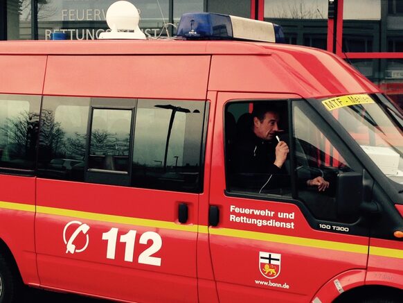 Mobile warning and public address system of the Bonn Fire Department.