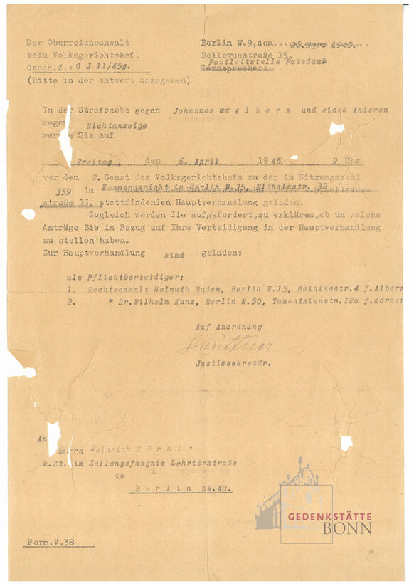 Historisches Dokument aus dem NS-Dokumentationszentrum