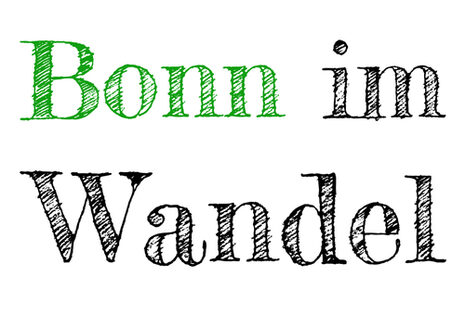 Das Logo zeigt den Schriftzug Bonn im Wandel mit einem grün geschriebenen Bonn