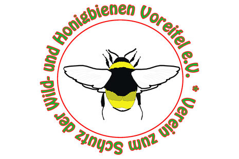 Logo des Vereins zum Schutz der Wild- und Honigbienen Voreifel e.V. mit gezeichneter Biene