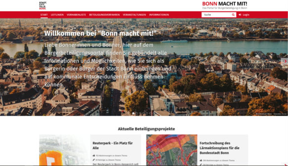 Screenshot der Startseite des Bürgerportals Bonn macht mit