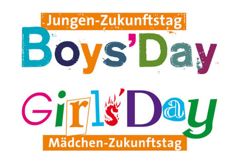Das Bild zeigt die Logo-Schriftzüge von Girls' und Boys' Day in bunten Buchstaben.