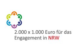 Das Bild zeigt das Logo des Programms "2.000 x 1.000 Euro für das Engagement" des Landes NRW.