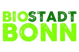 Zu sehen ist das grüne Logo der Biostadt Bonn.