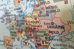 Eine Landkarte Europas mit der Ukraine