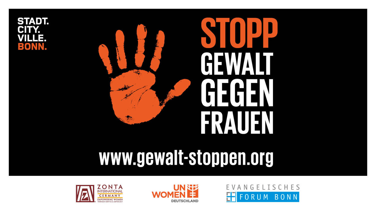 Plakatmotiv "Stopp Gewalt gegen Frauen".