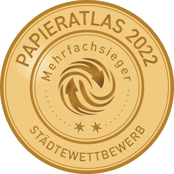 Medaille "Mehrfachsieger" im Papieratlas-Städtewettbewerb