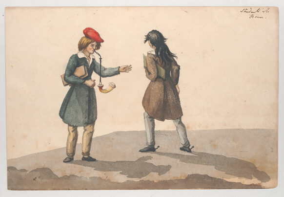 „Students at Bonn“, 1819, Aquarell von James Hamilton Stanhope