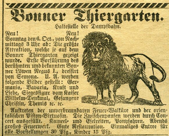 Zeitungsausschnitt General-Anzeiger Bonn vom 04.10.1901 über den Bonner Tiergarten