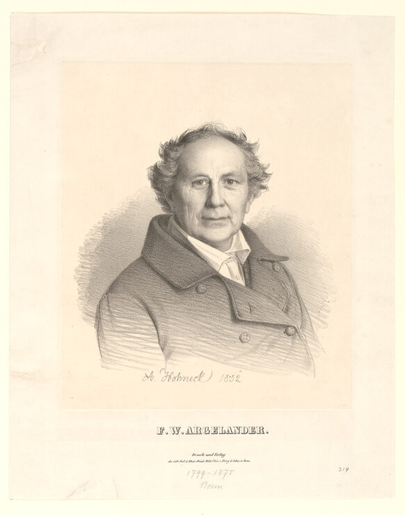 Porträt des Astronomen Friedrich Wilhelm August Argelander aus dem Jahre 1852, gefertigt von Adolf August Hohneck. Signatur: DA06_4523-1