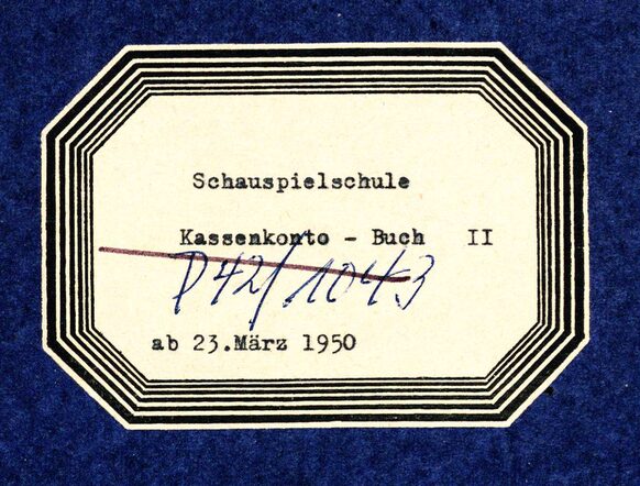 Auszug Einband Kassenkontobuch Schauspielschule, N41/1055