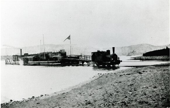 Das Eisenbahn-Trajekt am Bonner Ufer, 1898.