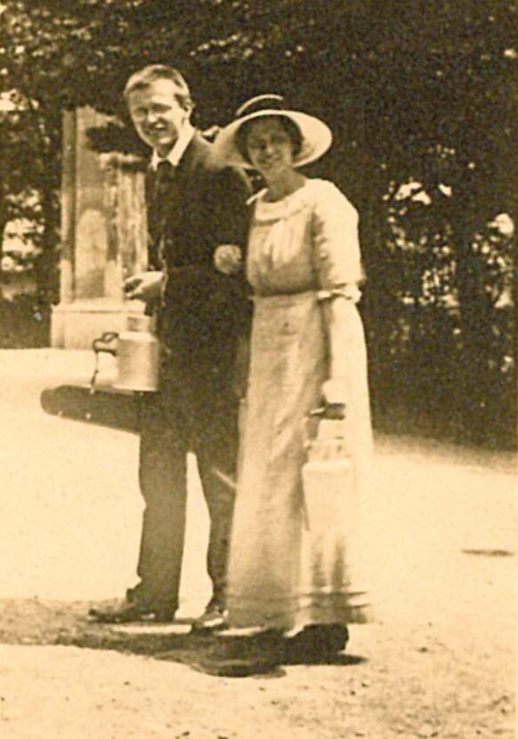 Adolf Busch und Ehefrau Frieda am Tag nach ihrer Hochzeit (Ausschnitt aus SN 70/1418)