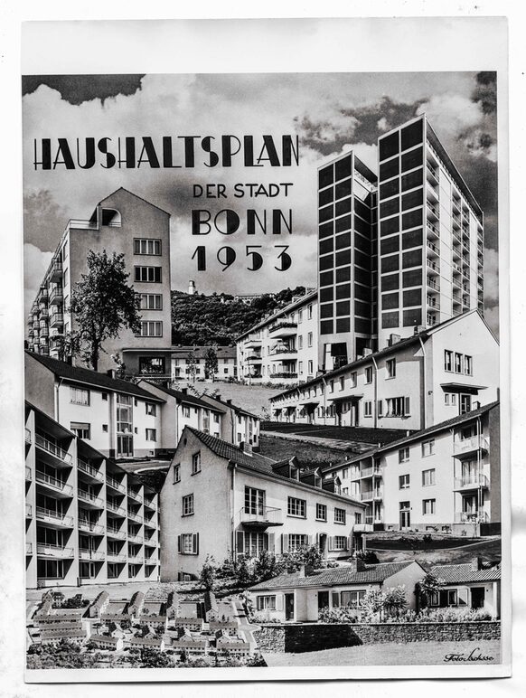 Deckblatt des Haushaltsplans der Stadt Bonn für das Jahr 1953; Fotograf: Gerhard Sachsse