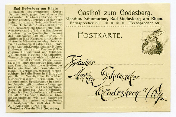 Postkarte Gasthof zum Godesberg an Ännchen Schumacher
