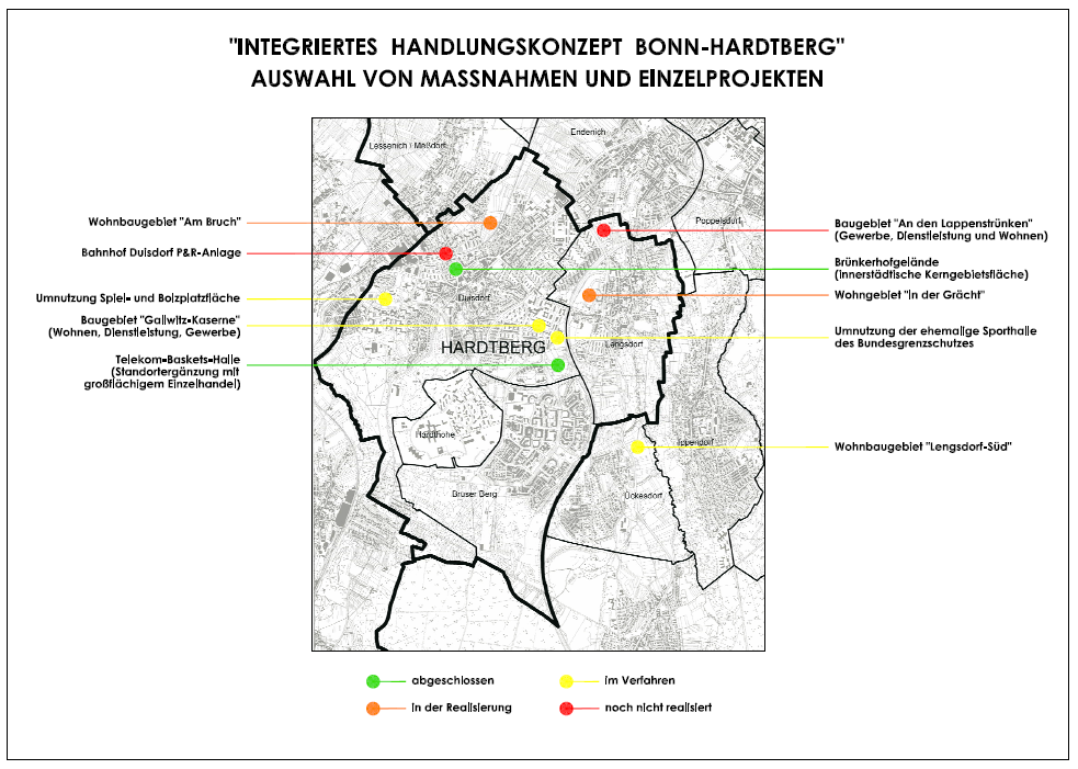 Integriertes Handlungskonzept Bonn-Hardtberg, Darstellung von Maßnahmen auf einer Karte