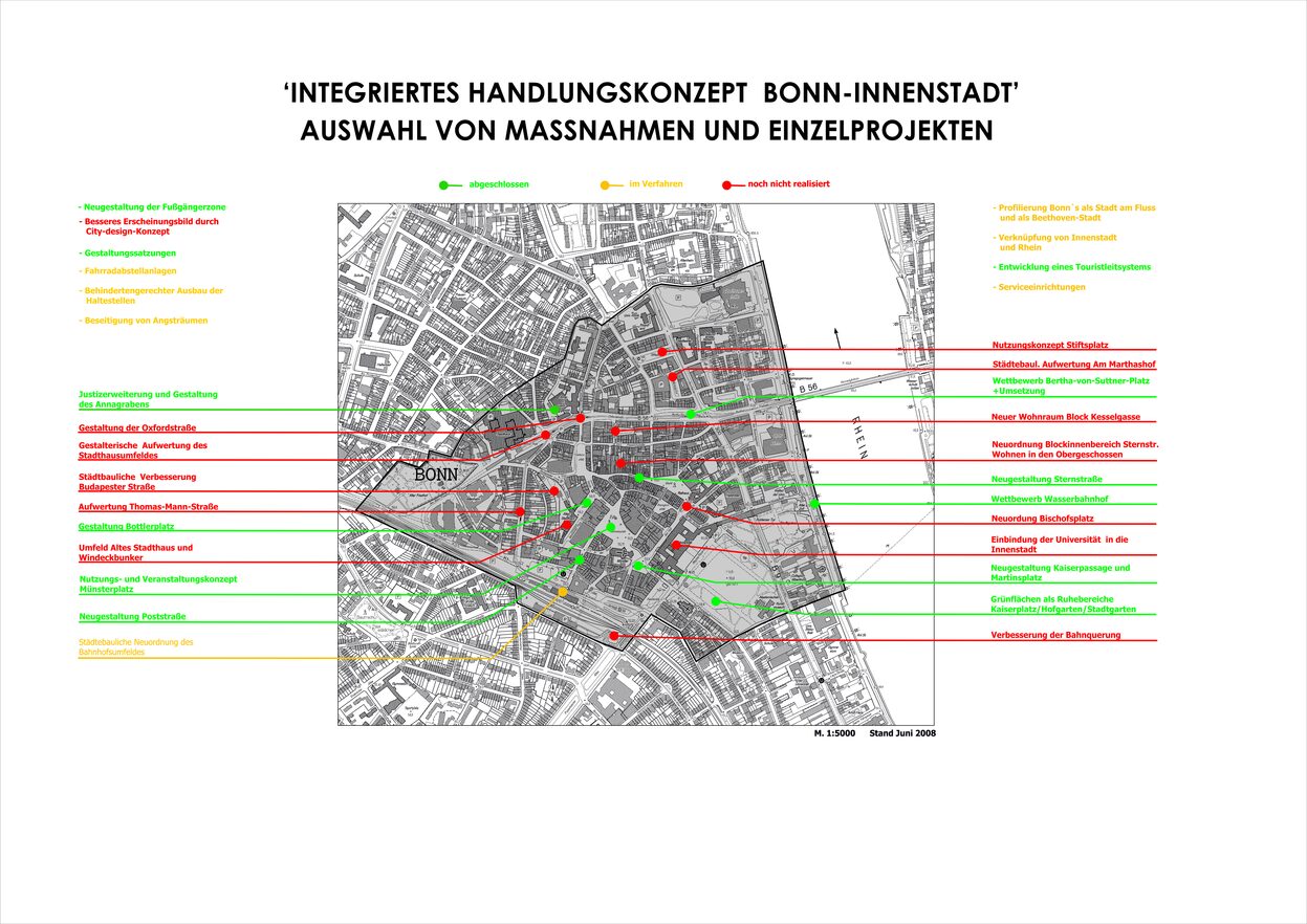 Integriertes Handlungskonzept Bonn-Innenstadt, Darstellung von Maßnahmen auf einer Karte