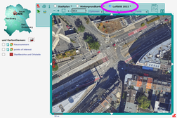 Screenshot des Stadtplans Bonn mit der aktualisierten Luftbildkarte