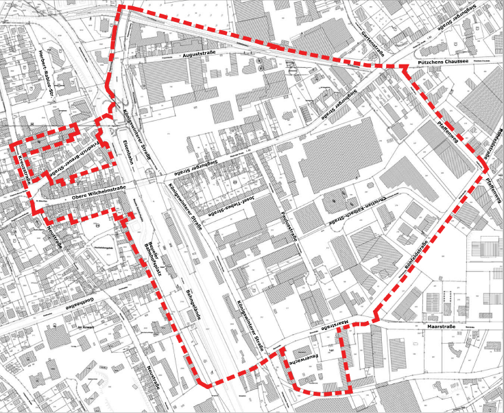 Karte des neu zu beplanenden Quartiers