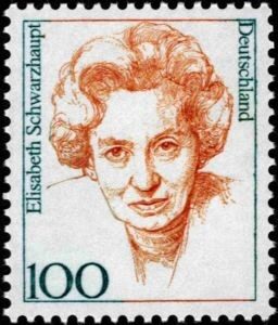 Briefmarke mit Elisabeth Schwarzhaupt darauf