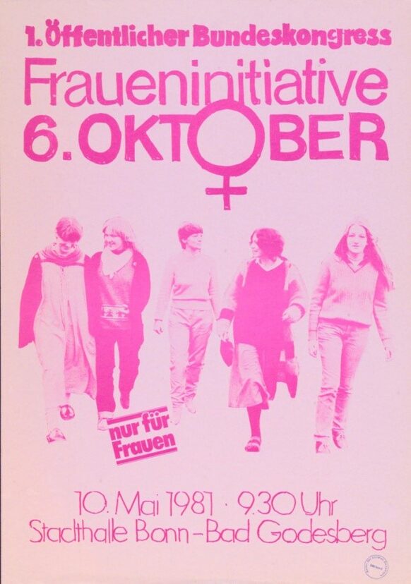 Plakat des ersten Bundeskongresses der  Fraueninitiative 6. Oktober am 10. Mai 1981