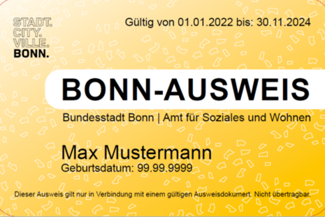 Der neu gestaltete Bonn-Ausweis ist eine gelb gestaltete Karte