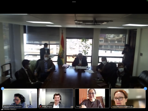 Screenshot eines Meetings der beiden Stadtverwaltungen Bonn und La Paz
