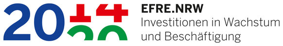 Förderlogo EFRE.NRW mit Jahreszahl 2014/2020 und Schriftzug Investitionen in Wachstum und Beschäftigung.