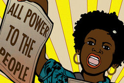 MACHT MIT! DEMOKRATIE GESTALTEN-Motiv: Emory Douglas, Papergirl  All Power to the People