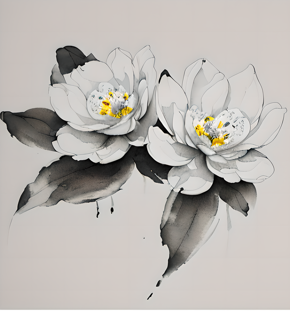 Zu sehen sind zwei gemalte Blumen