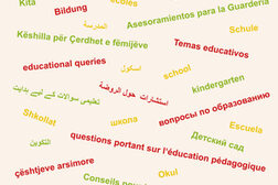 Plakat mit Sätzen in vielen Sprachen
